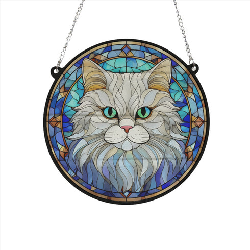 Cat Persian Stained Glass Effect Suncatcher